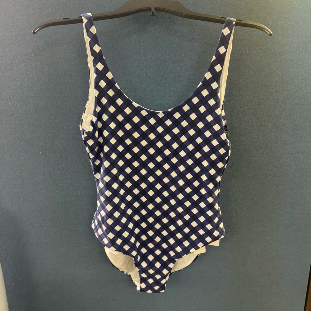 Anthropologie Onia Blue Gingham Print Ginny One Piece Swimsuit. Size M. NWT. - Picture 7 of 10